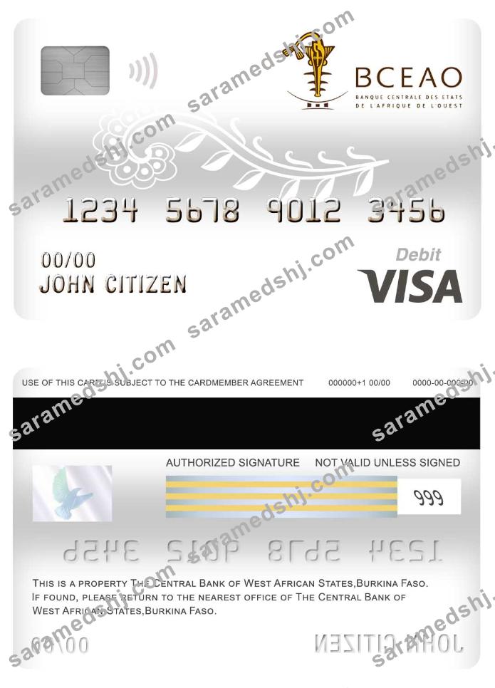 Burkina Faso The Central Bank of West African States bank visa debit card